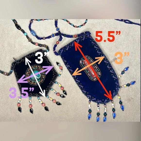 Mini Hand Beaded Velvet Amulet Bags - Picture 4 of 7